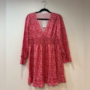 Floral Pink V-Neck Dress